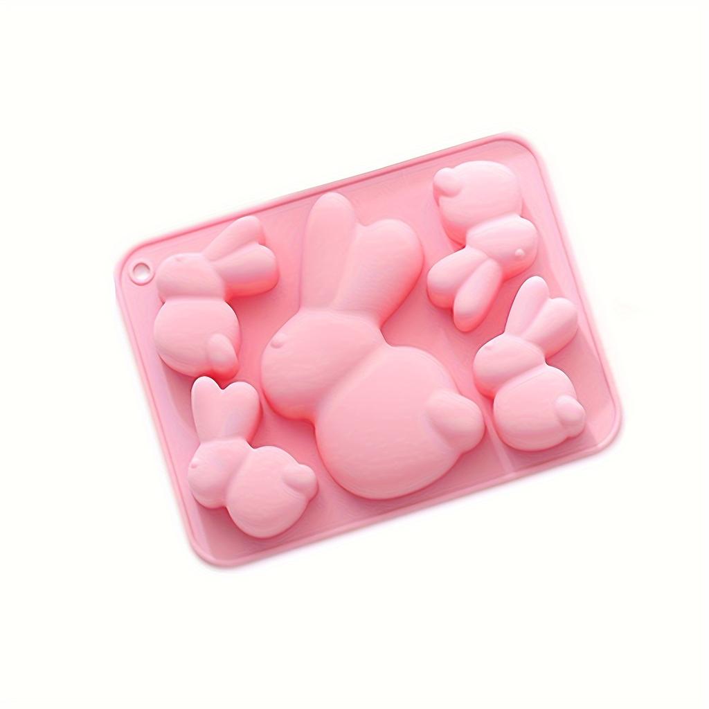 5 Cavities Bunny Silicone Mould for Baking Cake Chocolate Jelly DIY Soap Clay Drip Ice Cubes Dog Food