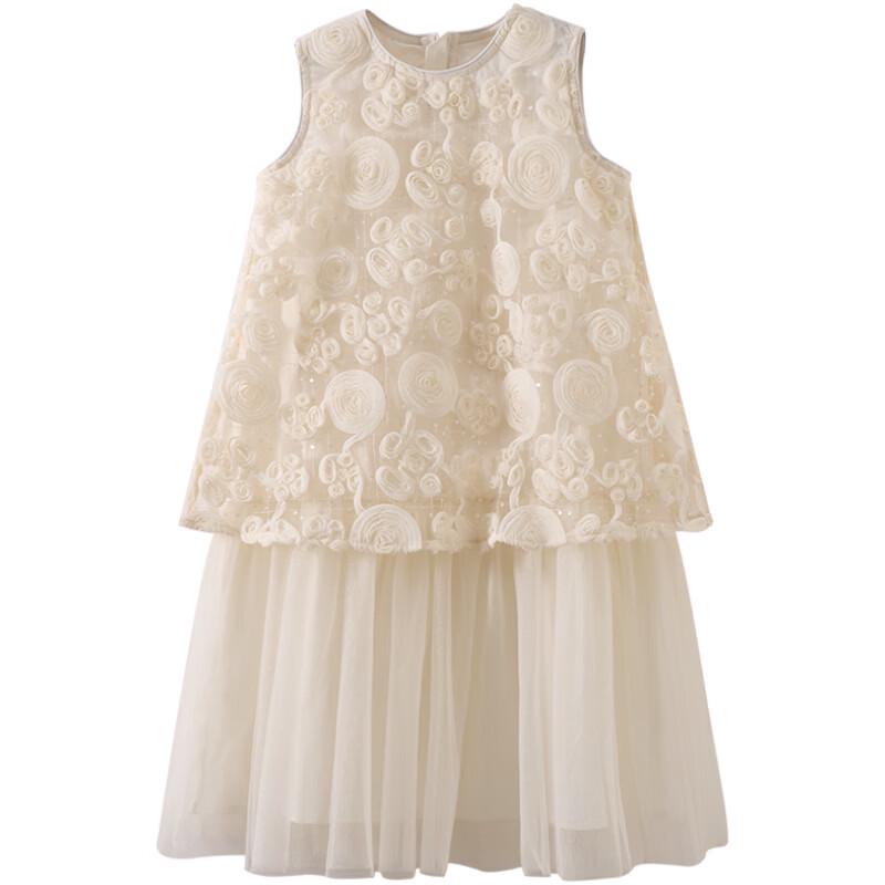 Hacikis Girls' Flower Sleeveless Mid-Length Dress