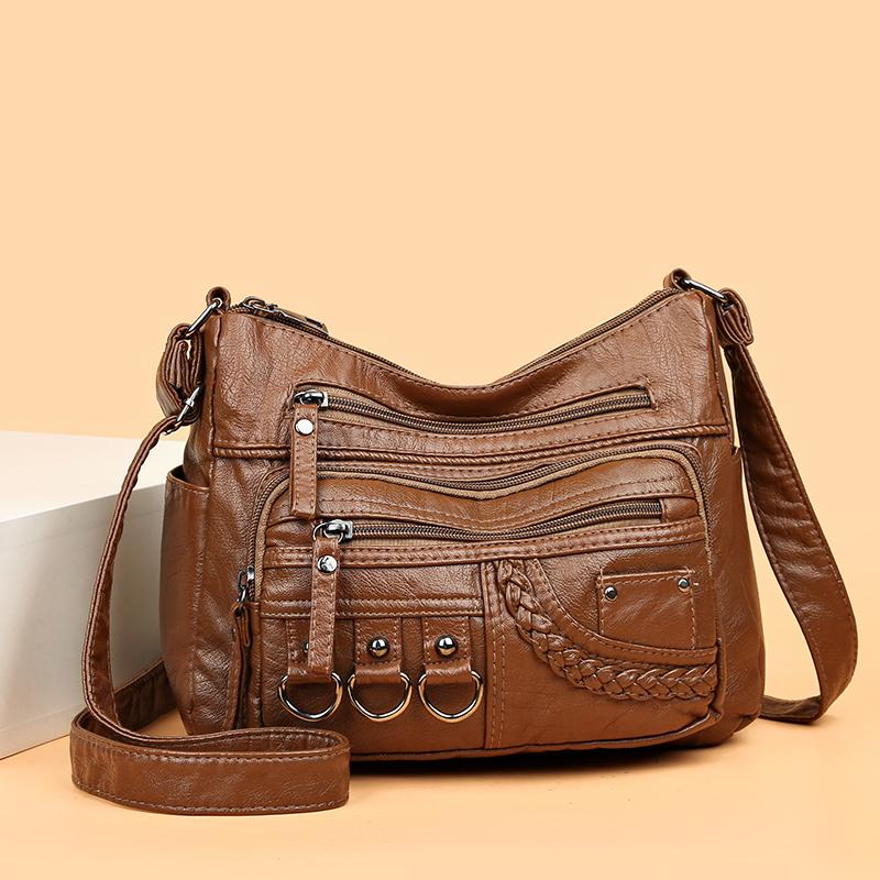 Ladies Waterproof PU Rivet Iron Ring Small Accessories Retro Gift Bag For Mom Cross-Body Bag