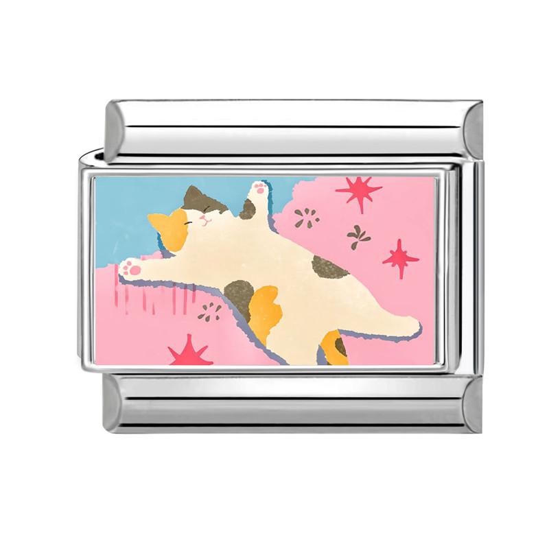 Y2K Cartoon Cat Dog Flower Love Rabbit Guitar Italian Charm Links Fit 9mm Stainless Steel Bracelet Women Men DIY Making Gift