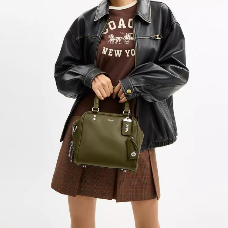 COACH Rogue Cow Leather One Shoulder Handbag Small Women's Olive Green CCC91-LHOLV