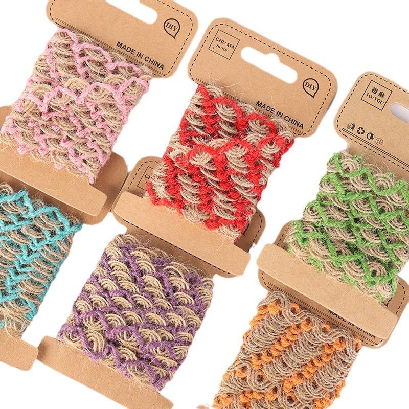 1Cm Cor Tecida Semicircular Corda de Cânhamo, Renda de Cânhamo Oca, Acessórios DIY Feitos à Mão