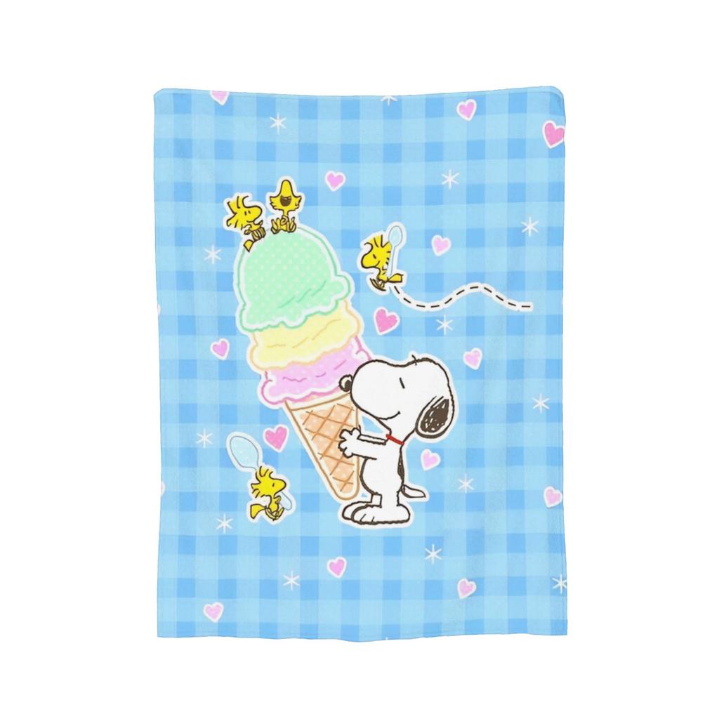 Snoopys Woodstock Velvet Throw Blanket Cartoon Blankets for Sofa Bedroom Super Warm Quilt,