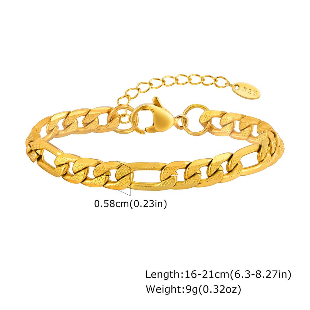 Stainless Steel Embossed Three To One Nk Chain Bracelet Plated 18K Gold Br-2413