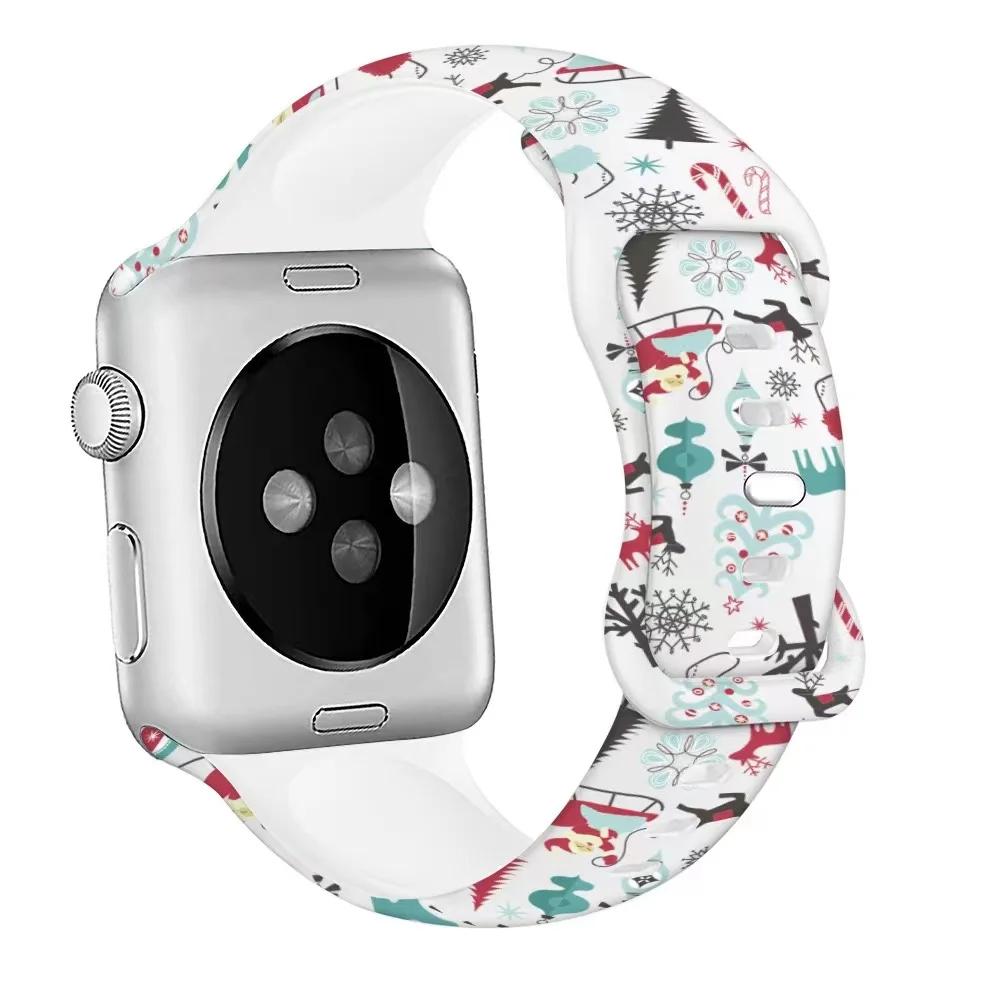 Christmas Silicone Strap For Apple Watch Ultra 49mm 10 9 8 7 45mm 41mm 42mm 46mm Bracelet Wristband iWatch 6 5 4 SE 44mm Correa