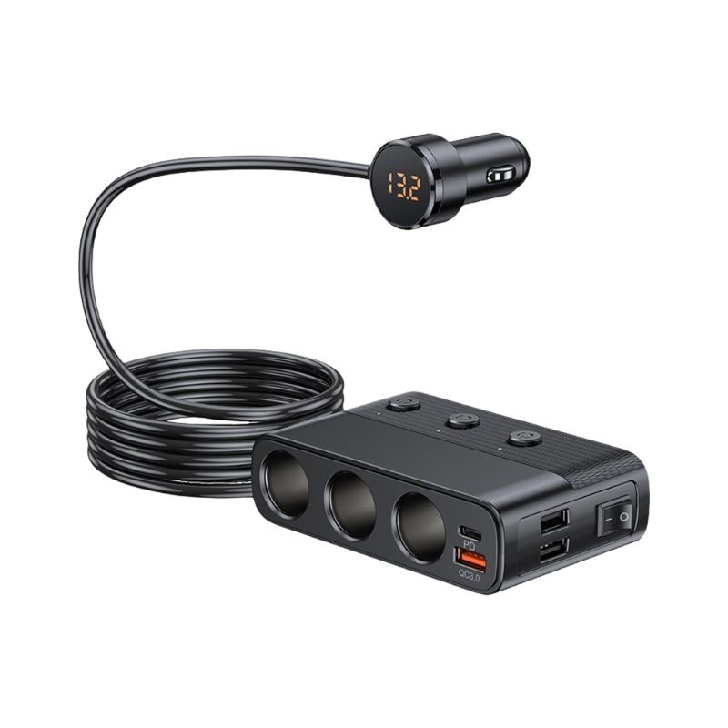 

7 in 1 Intelligent Car Chargers Adapter Fast Charging Adapter with Independent Switches Vehicle Chargers for Multiple Devices 1