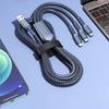 3-in-1 USB 100W Fast Charger Cable Car USB To Type-C Micro LIGHTNING Cable For iPhone 16 15 14 13 Samsung Xiaomi Huawei