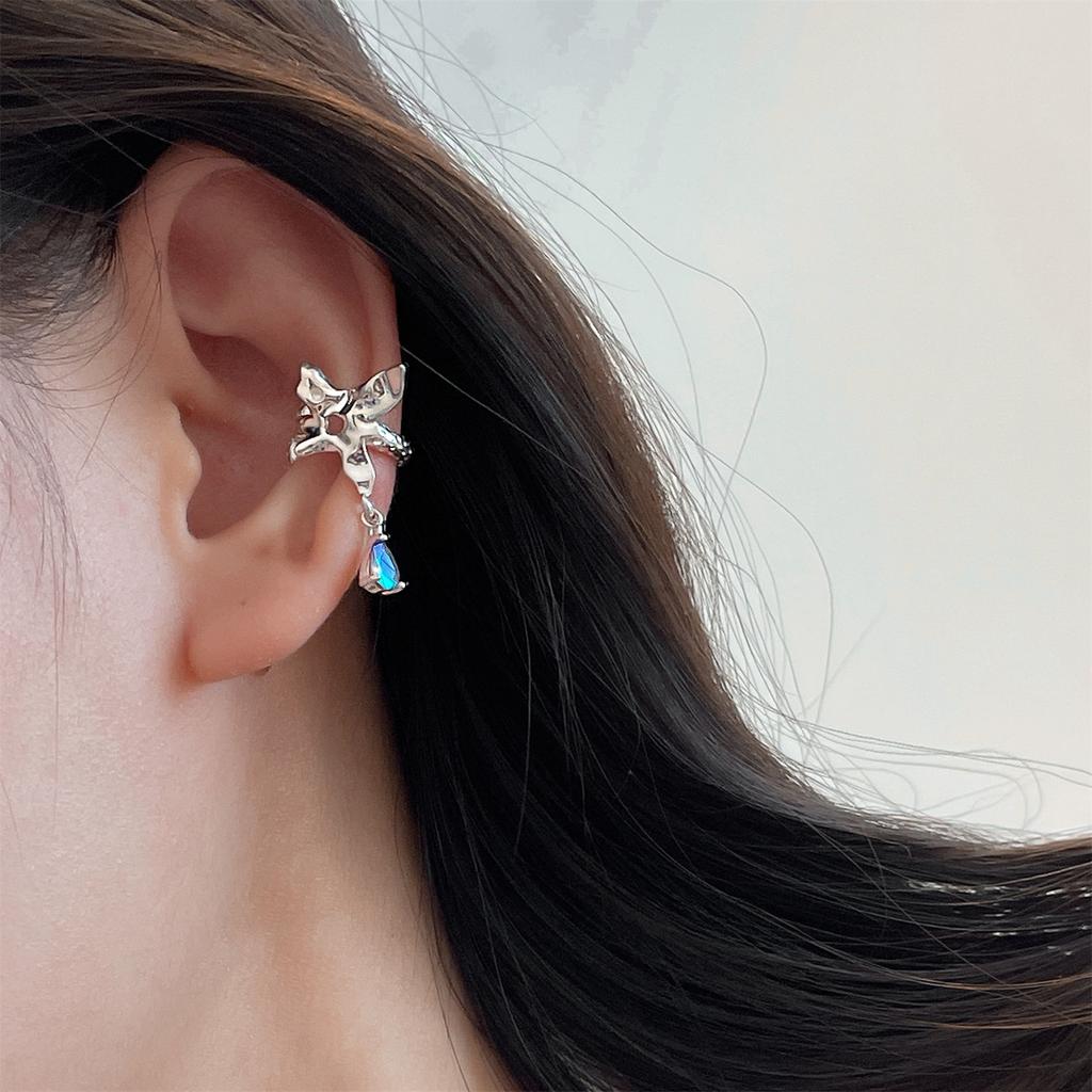 Symphony butterfly texture ear clip ear bone clip niche high-end cold style design trendy earrings