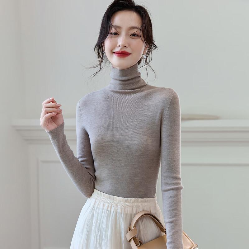 

Srcr Women s Pure Wool Slim-Fit Turtleneck Knit Top XL