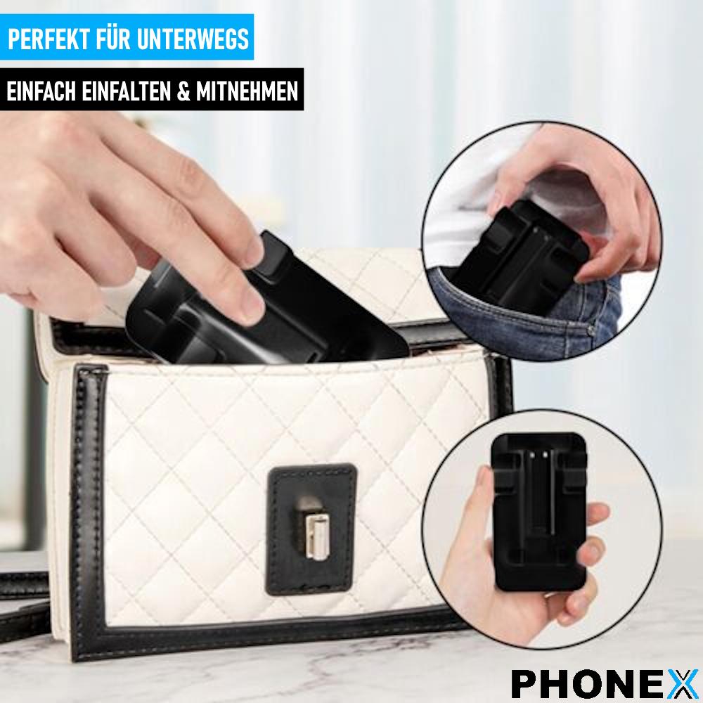 PHONEX Handyhalterung Tisch Ständer Handyhhalter für Smartphone Tablet Schwarz