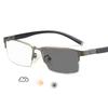 Fashion Trendy Business Photochromic Myopia Glasses for Male Men's Vintage Half Frame Anti-blue Eyewear Smart Color Changing Sunglasses