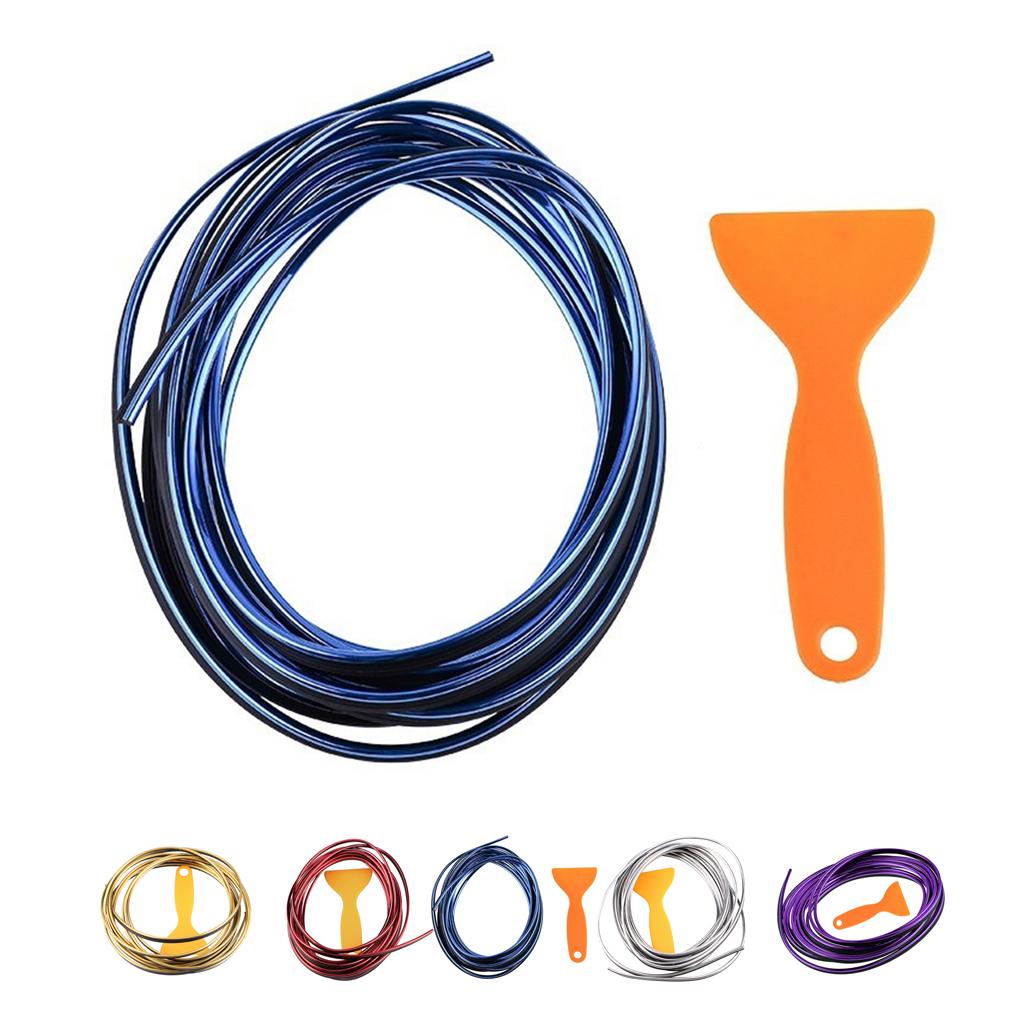 Car Interior Exterior Decoration Door Slit PVC Strip Moulding Trim Dashboard Edge Decor 5 Meter, Golden