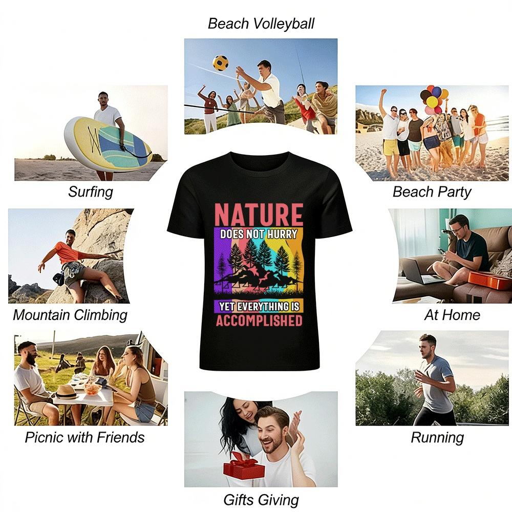 Nature Does Not Hurry Graphic Tee Casual Slow Life Top Pure cotton T-shirt