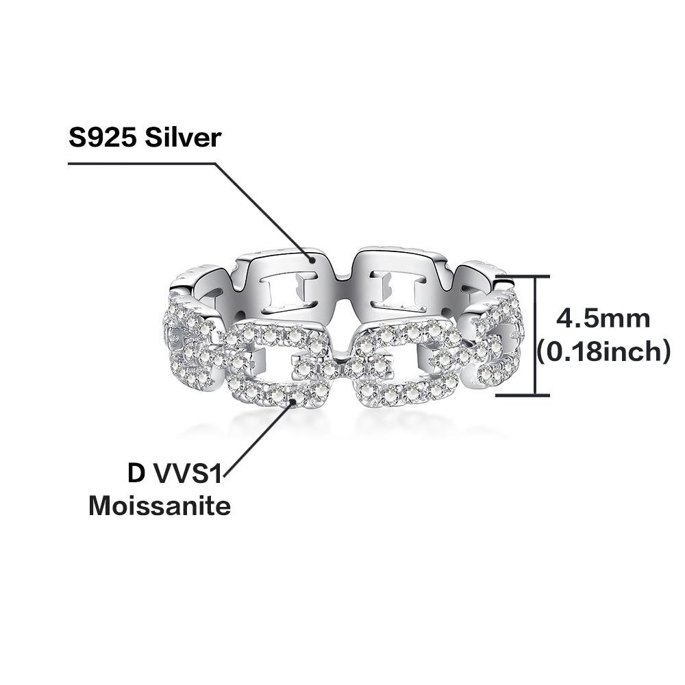 Women's High Quality 925 Sterling Silver Plated 18K White Gold Lab Grown Full Eternity Moissanite Mood Ring Premium Jewelry