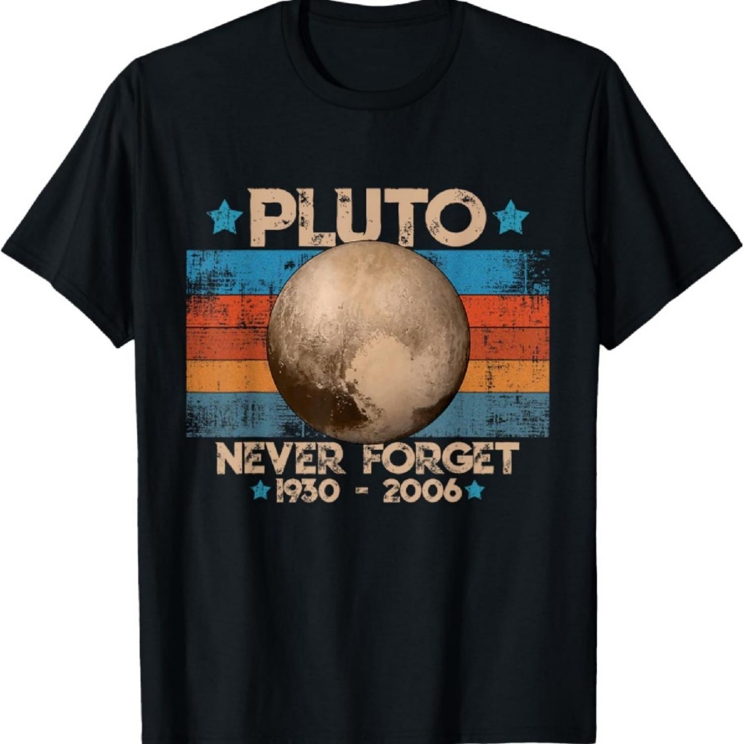 Винтажная футболка Never Forget Pluto Funny Retro Astronomy Space S чёрный