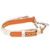 BuckettS Mayfair Line Half Choke Chain Collar, Size Small, White/Orange