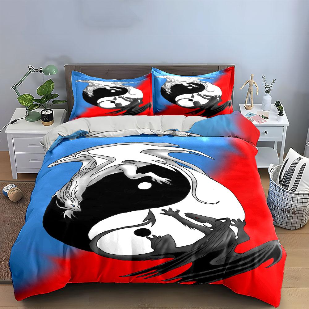 Yin-Yang Symbol with Dragons. Bedding Sets Duvet Cover Sets Duvet Covers Pillowcases(1*Duvet Cover 2*Pillowcases Without Duvet Insert)