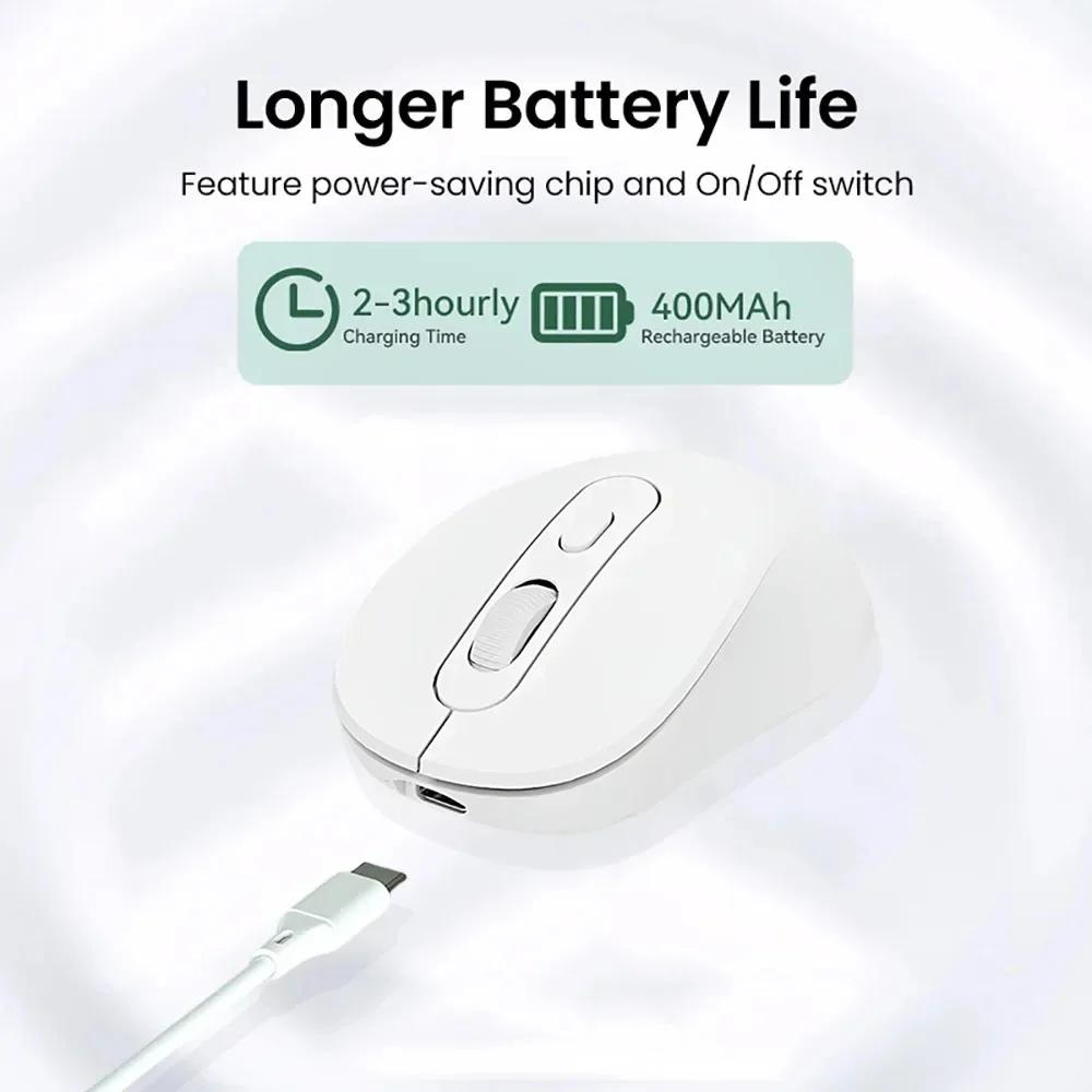 Ratón Inalámbrico 2.4G Ratón Bluetooth de Doble Modo Ratón para Gaming Ratón Recargable Ratones Silenciosos para Oficina PC Portátil