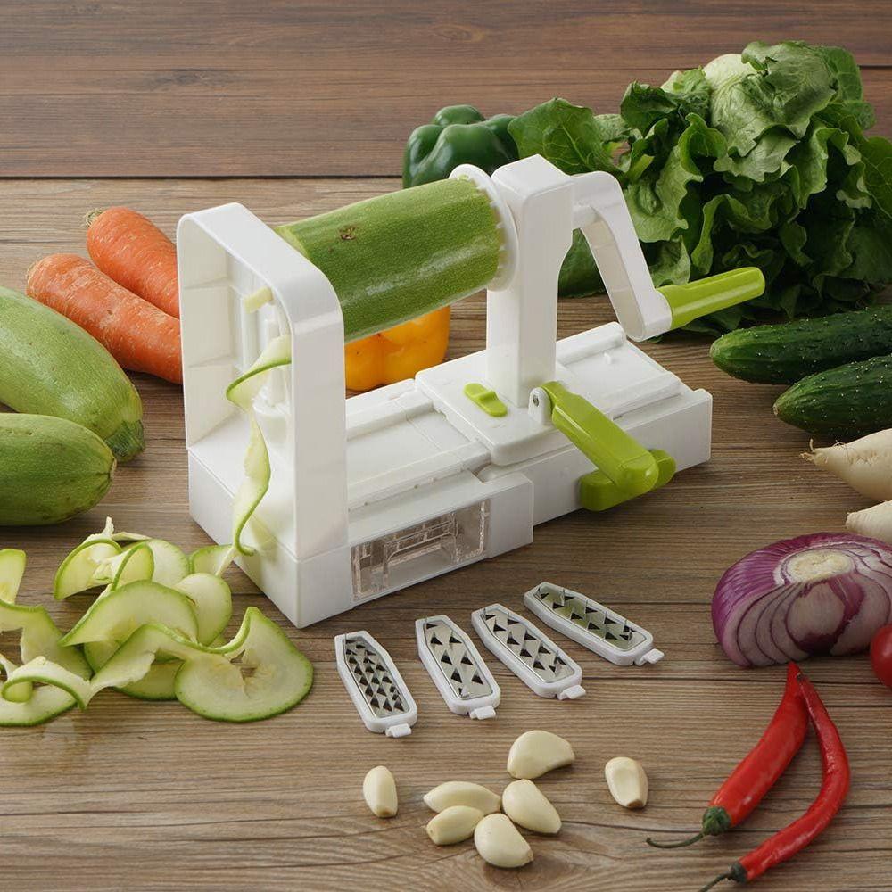 Multifunctional Hand Crank Grater 4 Blades Zucchini Noodle Maker Vegetable Spiralizer  Potato
