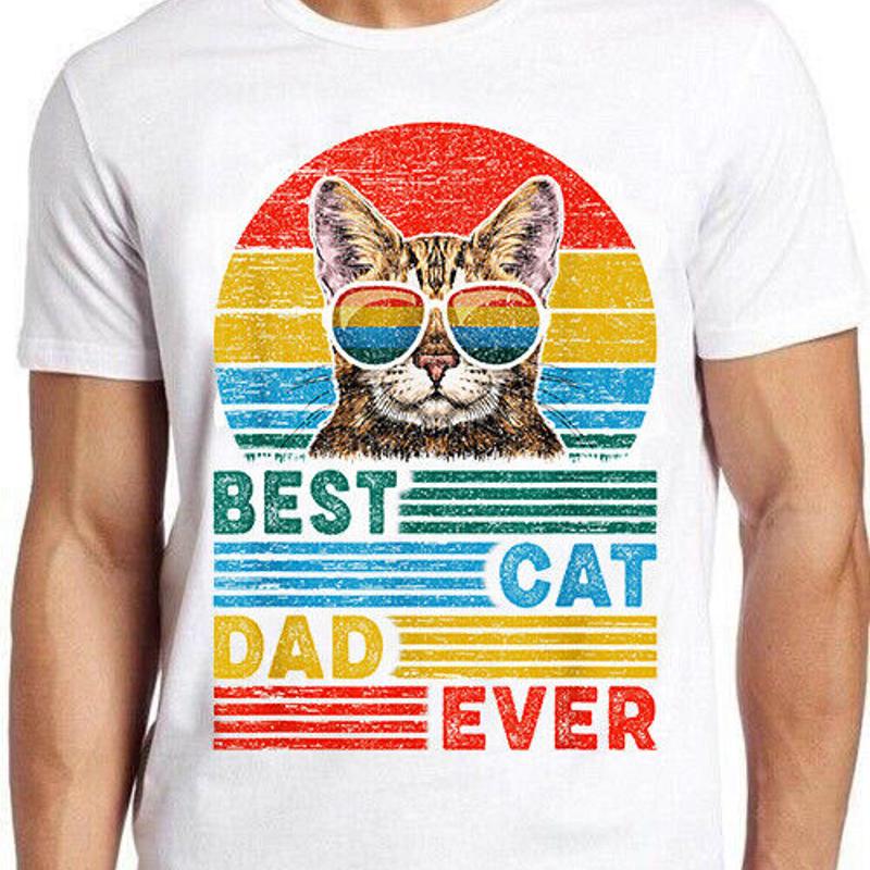 Meilleur chat papa jamais mignon Animal Meme cadeau t-shirt Gamer culte arc-en-ciel t-shirt M657 S