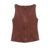 Spring 2025 Women’s Suede Sleeveless Vest with Flap Detail