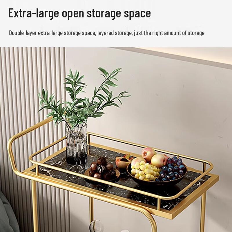 Modern Gold 2-Tier Mobile Serving Cart