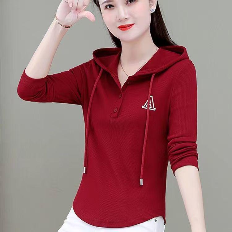 

2025 Trendy Korean Style Women s Spring & Autumn Hooded Sweatshirts: Slimming, Tummy-Concealing, Age-Defying Medium червоний
