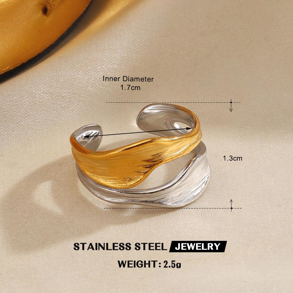 Stainless Steel Hollow Irregular Line Rings For Women Men Punk Unique Metal Waterproof 18K Gold Color Open Rings Jewelry Gifts