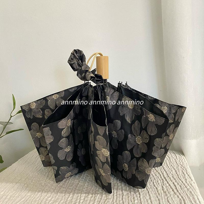 

Зонт Хризантема Автоматический Солнечный Дождливый Двойного Назначения Женский Черный Резиновый Солнцезащитный Зонт Тройной Складной Солнцезащитный Зонт