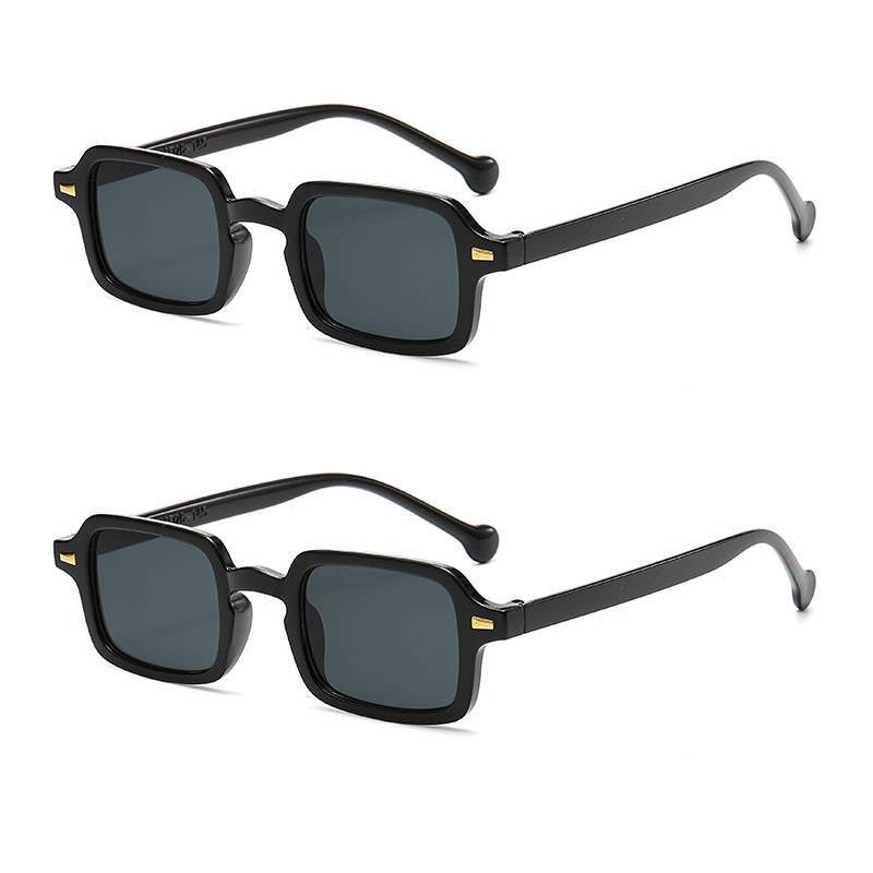 2PCS Vintage Fashion Square Sunglasses Women Men Retro Classic Brand Designer Sun Glasses Fishing Male Female Glasses UV400