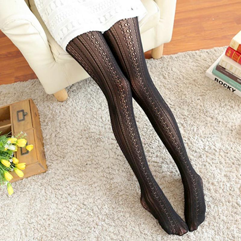 1Pair Jacquard Hollow Patterned Girl Lace Stocking Nylon Cute Tights Lolita Womens Pantyhose