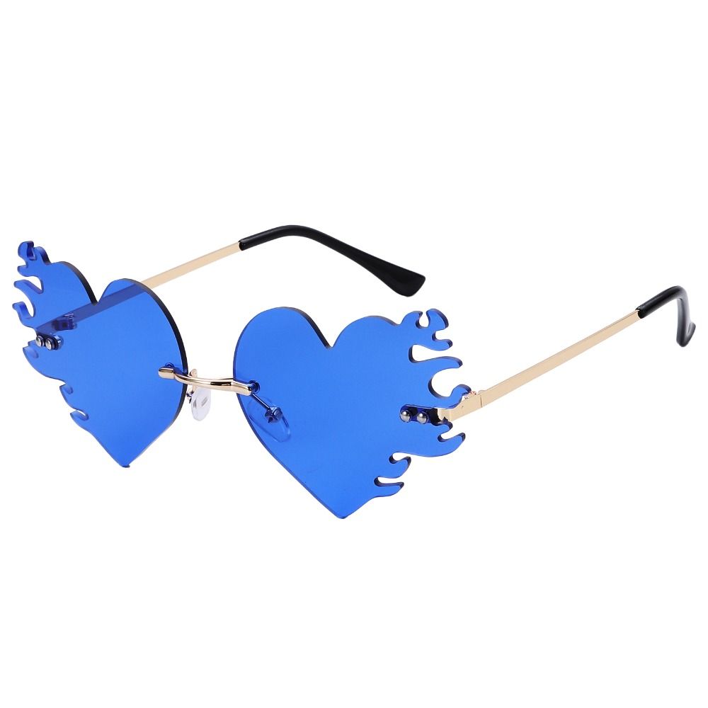 UV400 Protection Flame Love Sun Glasses Rimless Party Favor Eyewear  for Women & Men