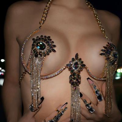 Rhinestone Fringed Body Chain Waist Chain Nightclub Bikini Bra Women'S Body Chain