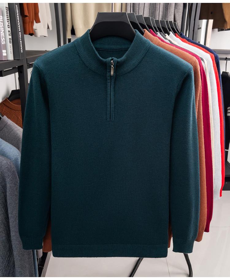 Men's Solid Color Half-Zip Sweater - Autumn/Winter Versatile Knit Base Layer with Half-High Collar