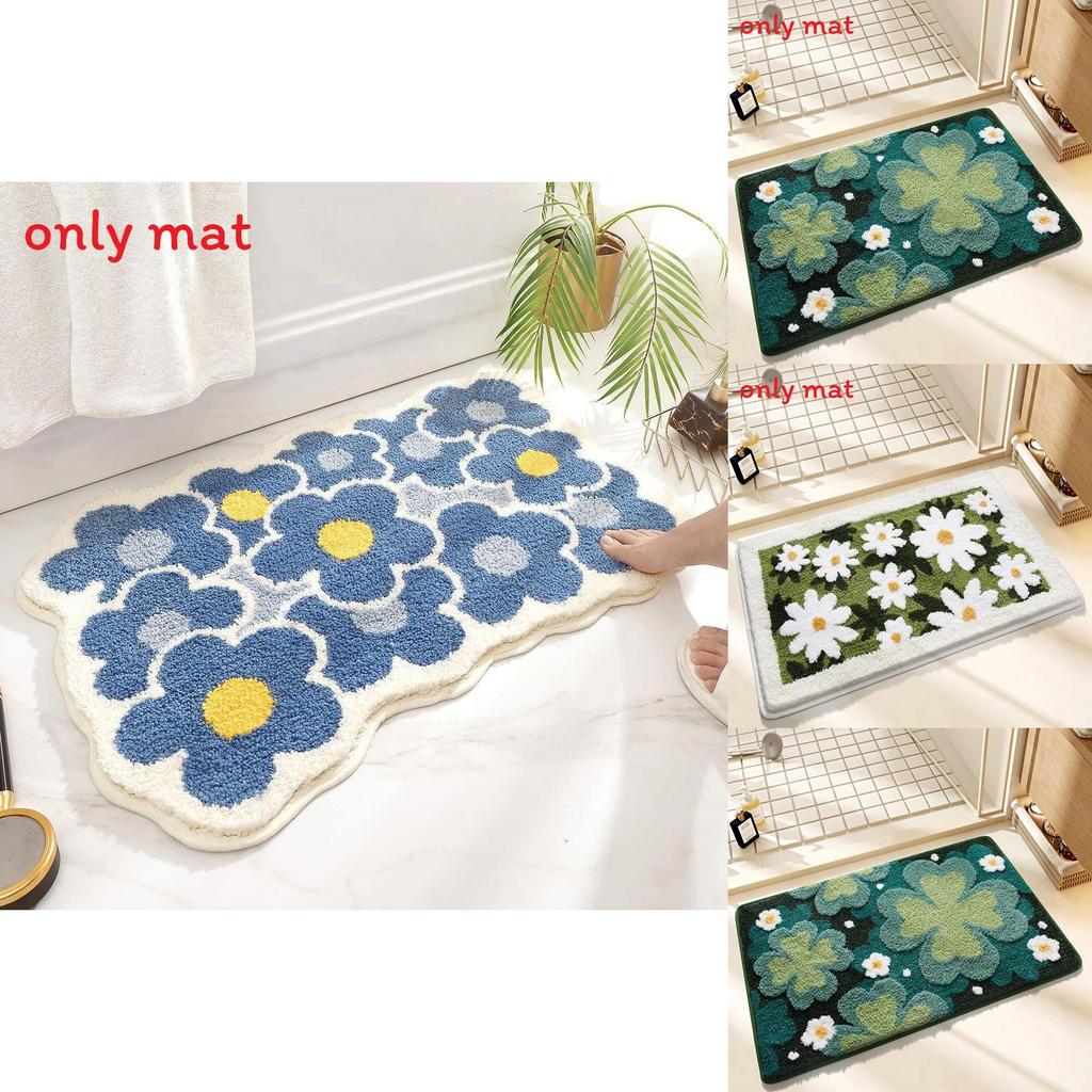 Sweet Flower Pattern Plush Absorbent Floor Mat Carpet For Living Spaces