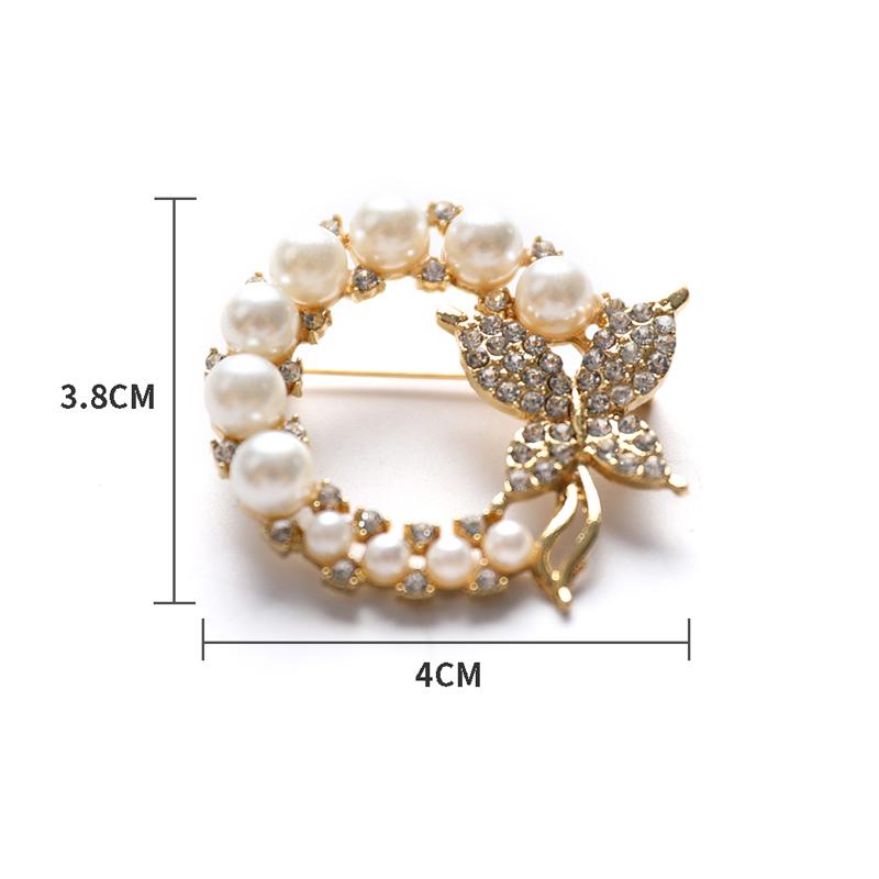 Pearl And Rhinestone Circle Brooches Trendy Elegant Butterfly Brooch Pins Gifts