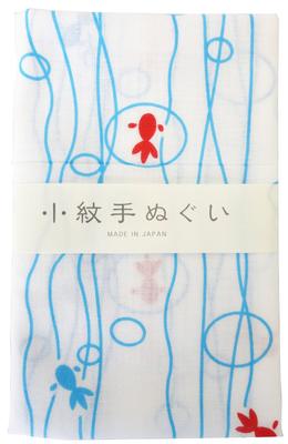 Miyamoto Tenugui Komon Izumi Koubai Ryukin 33 X 90 33041 Japanese-made (hand Towel), (small Pattern), (plum Blossom), (flowing Goldfish), Blue,