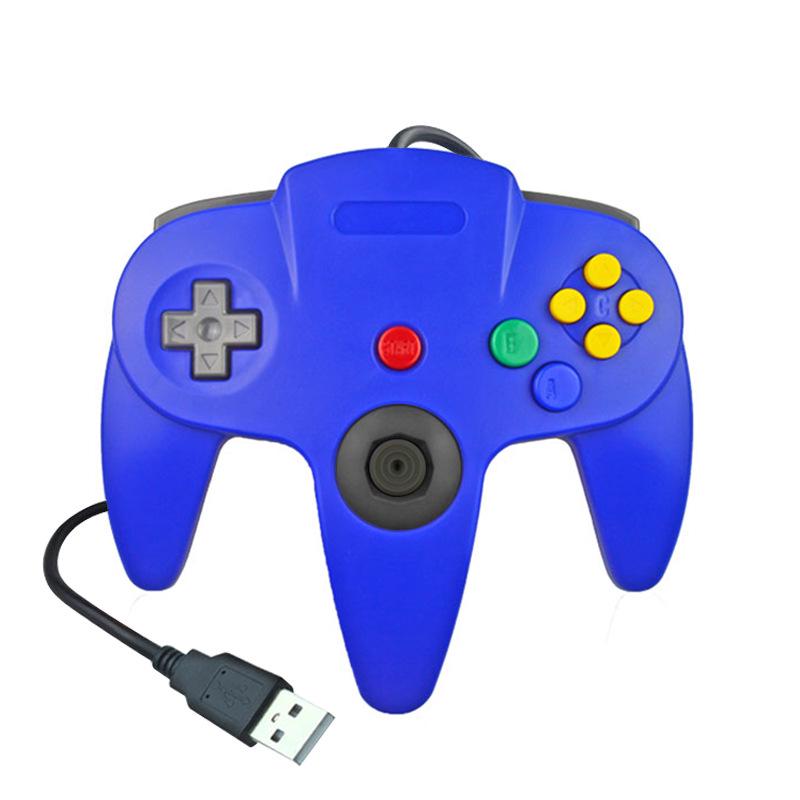 

USB-контролер для N64 (дротовий) - Геймпад для ПК у формі N64, Абсолютно новий, В наявності, Ласкаво просимо! синій