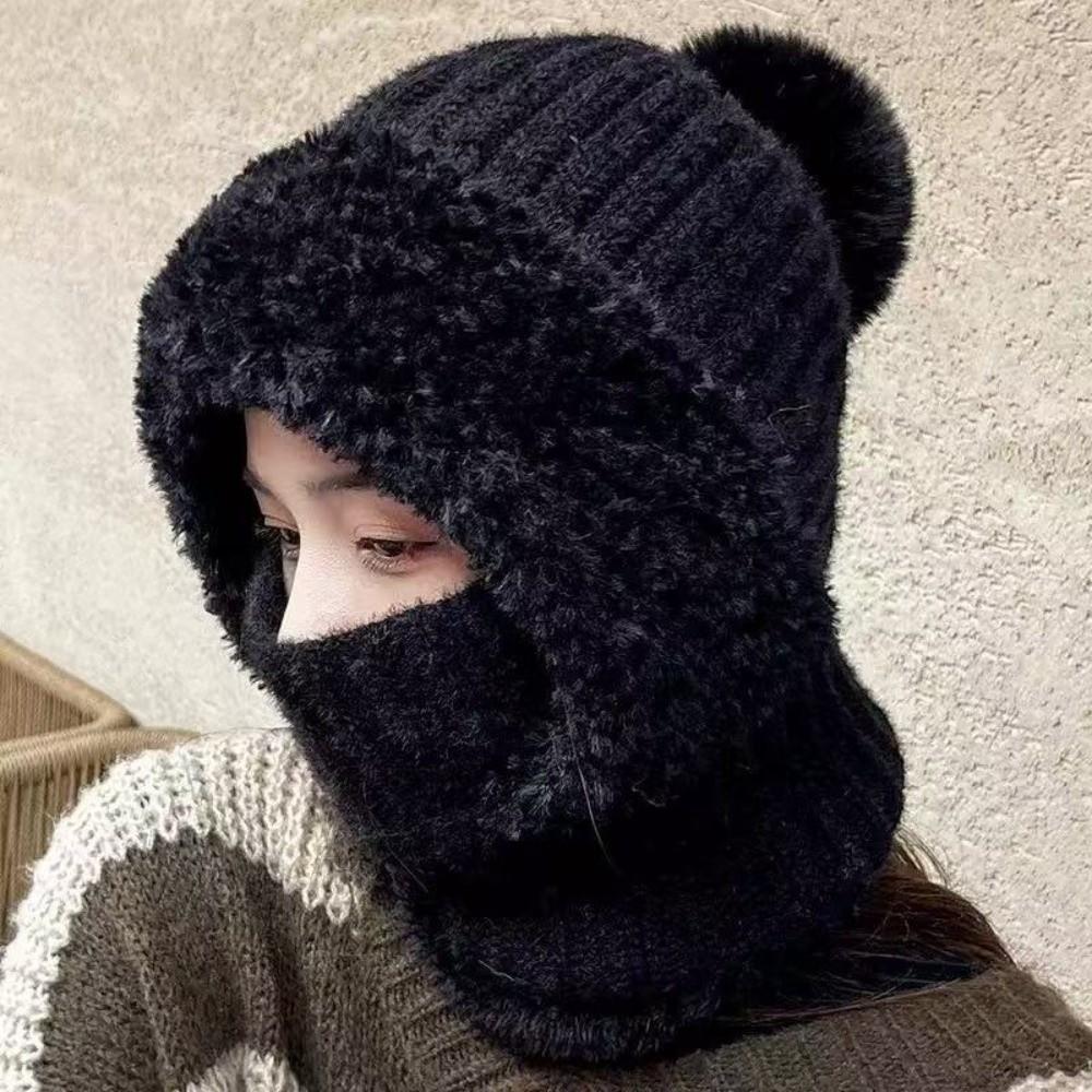 Warm Pullover Cap Windproof Neck Warmer New Scarf Mask Integrated Hat  Autumn and Winter