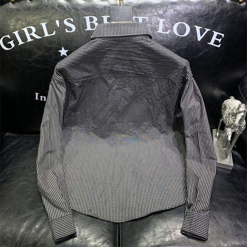 Men's Simple Long Sleeved Shirt with Color Blocking Trendy and Handsome High-end Outerwear Patchwork Slim Fit Top Jacket