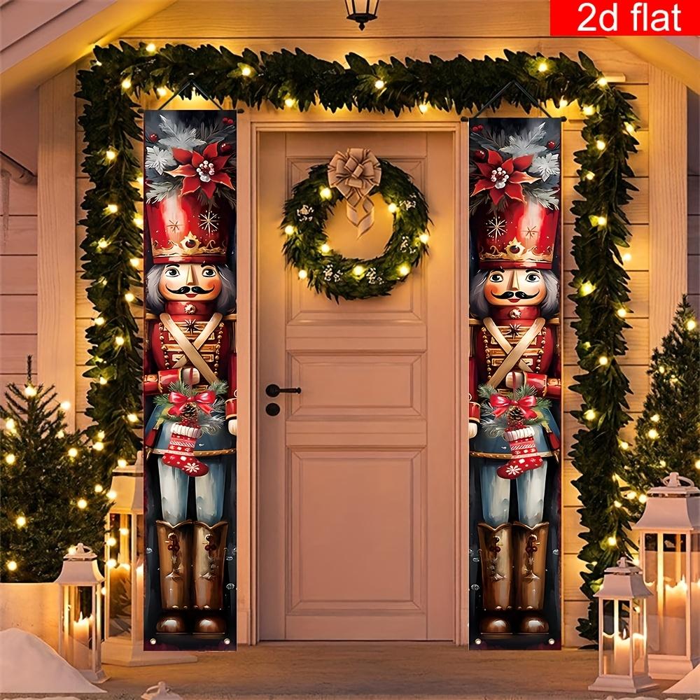 Merry Christmas Couplet Banner Nutcracker 1 Pair Polyester Indoor Outdoor Decor