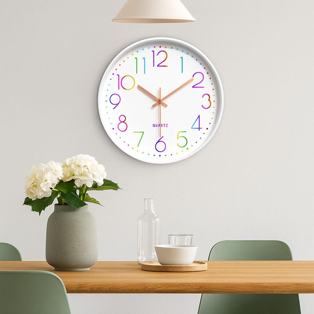 Colorful Numbers Quartz Clock 12 Inch Silent Wall Clock Children Clock  Home Office Decorative
