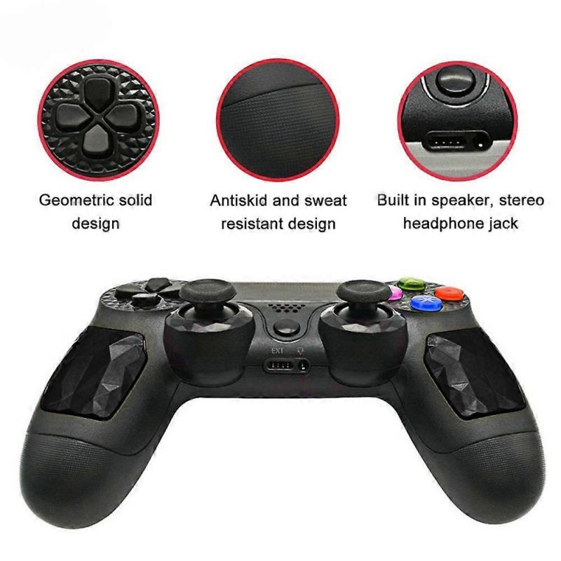 Controller Drahtlos Bluetooth Double Shock Controller Joystick Gamepad für PS4 mit Touchpad und Audioanschluss-schwarz-