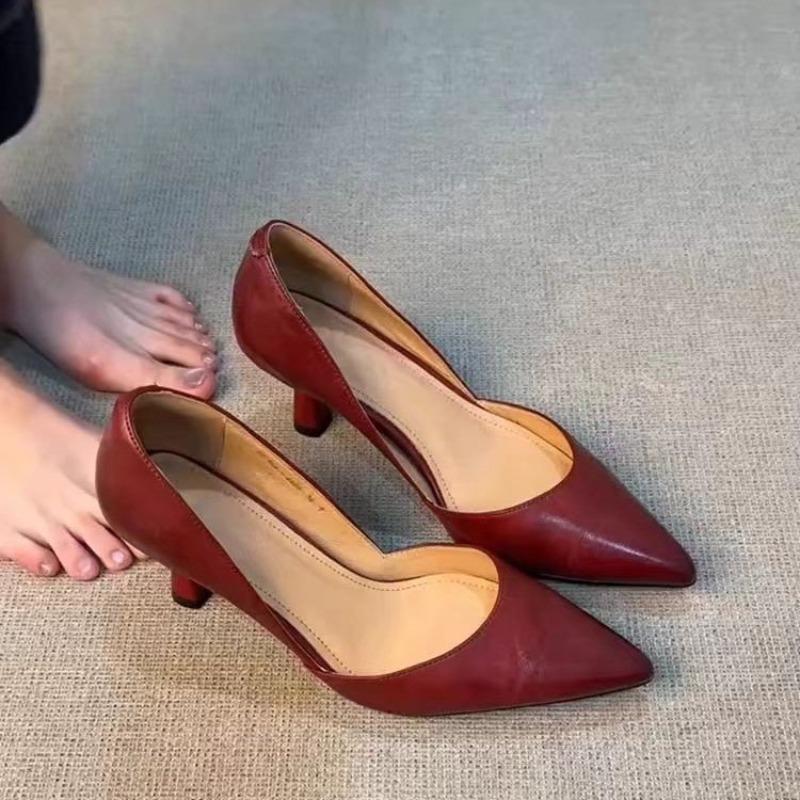 High Heels Spring New Pointed Head Shallow Mouth Set Foot Soft Sole Anti-slip Wear-resistant Single Shoes