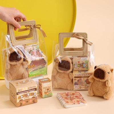 1 Set Stiftaufkleber Notizbuch Plüschanhänger Handtasche Abschlusspreise Schreibwaren Geschenktüte für Studenten Kawaii Capybara Schreibwarenset