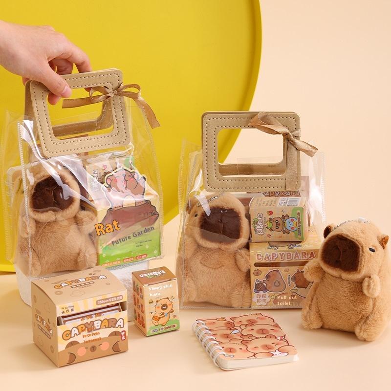 1 Set Pen Stickers Notebook Plush Pendants Handbag Final Prizes Stationery Gift Bag For Students Kawaii Capybara Stationery Kit