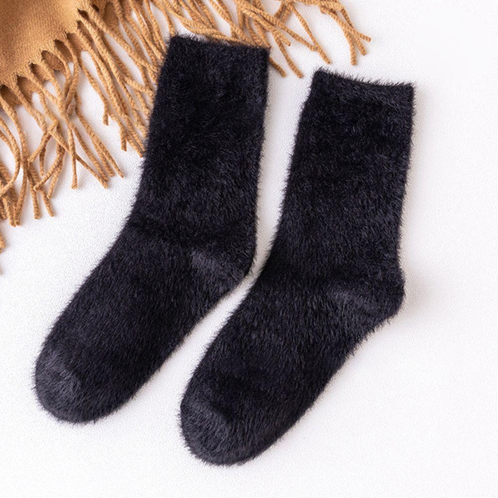 Korean Style Fashion Design Student Women Socks Mink Fur Fleece Socks Floor Socks Mid-Tube Hosiery