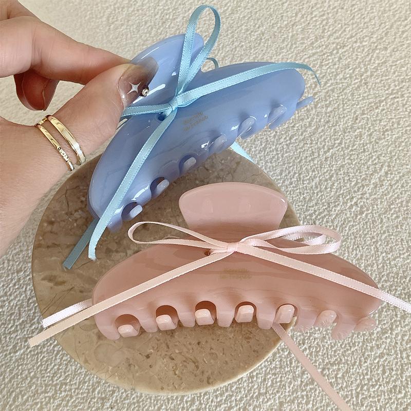 New Style Cute Sweet Hair Claw with Ribbon Bowknot Simple and Fashion Shark Clip Women Girls Hair Accessories Hair Clip Headwear