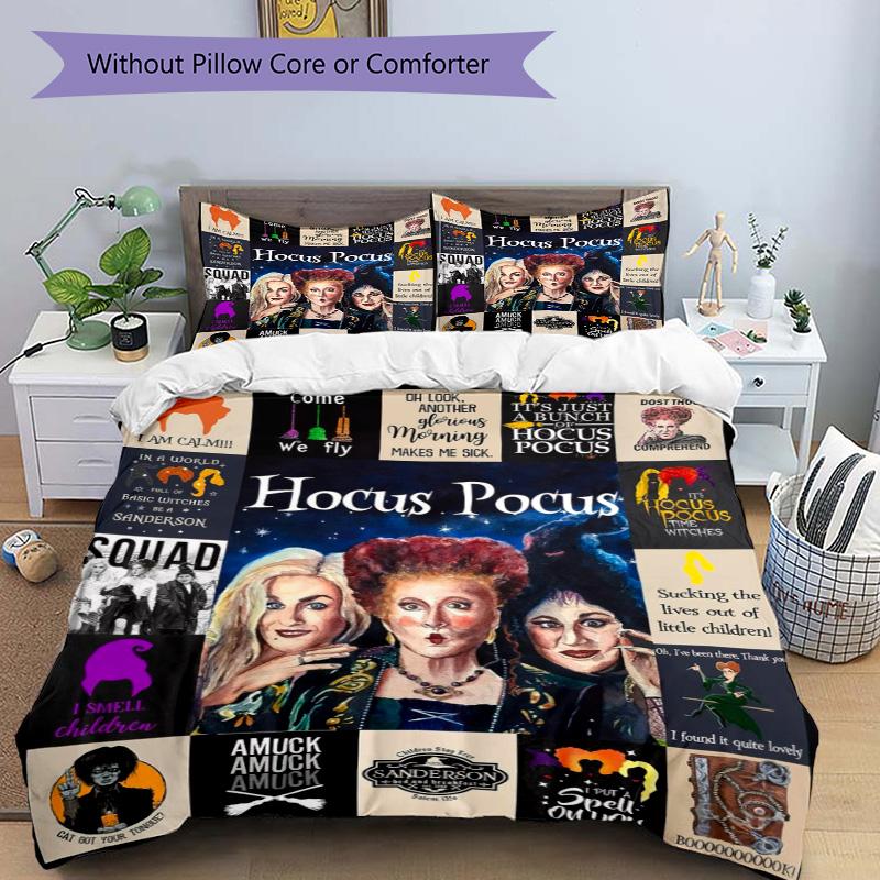 Hocus Pocus Spell Collage Print 3Pcs Bedding Setduvet Cover With 2 Bedropillowcase Home Birthday Gift