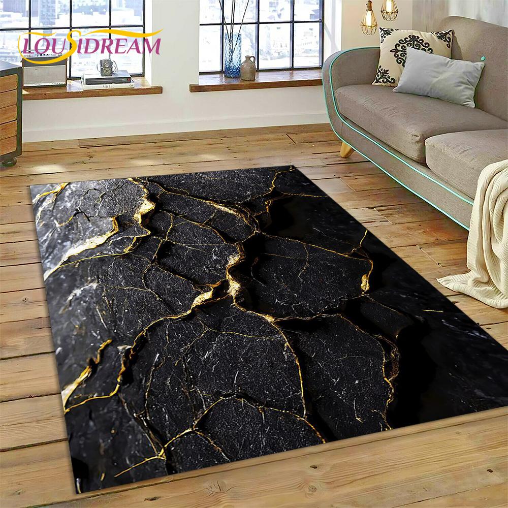 Dream Colour Marble Blue Green Gold Luxurious Carpet Rug for Home Living Room Bedroom Sofa Doormat Decor